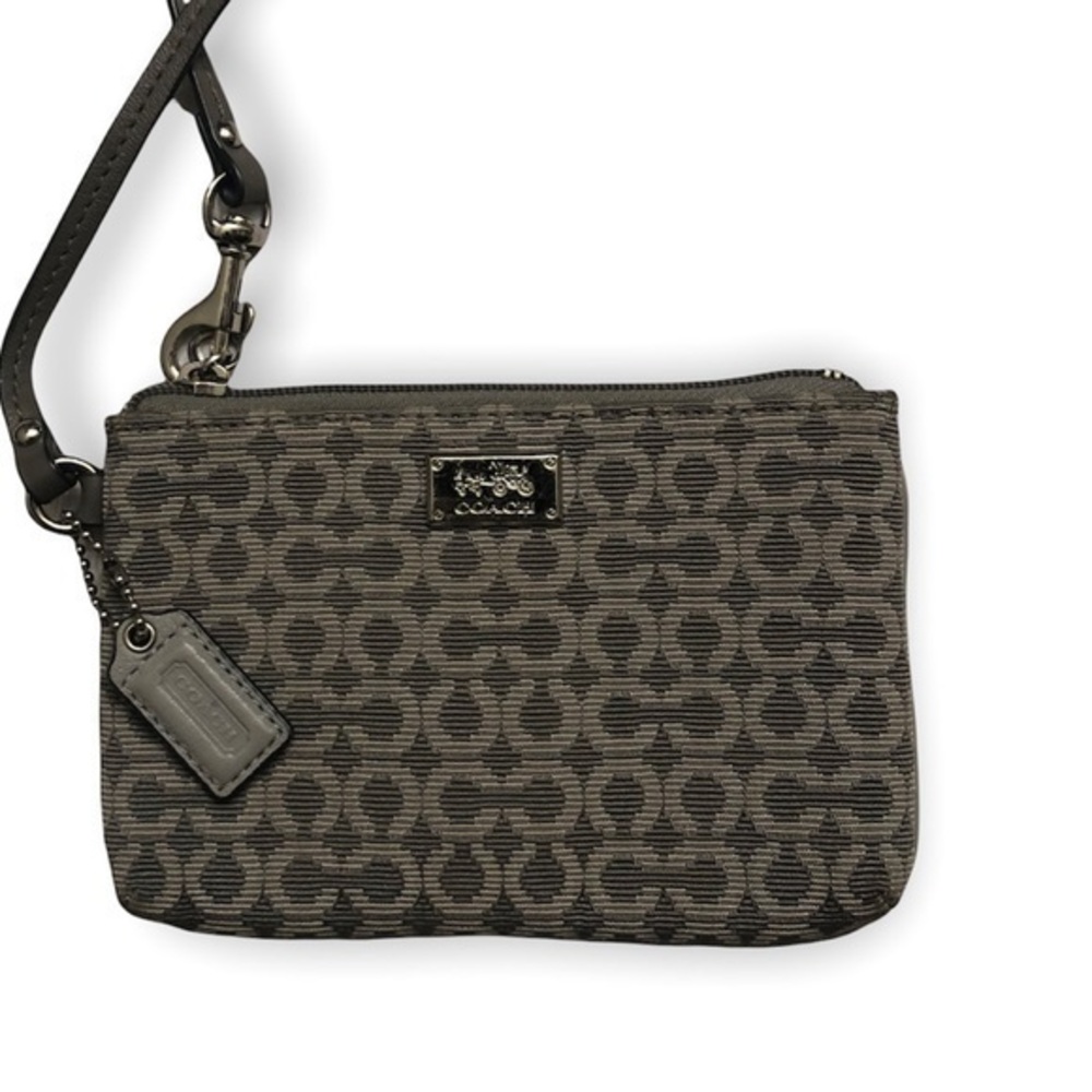 Coach gray op art signature c wristlet bag